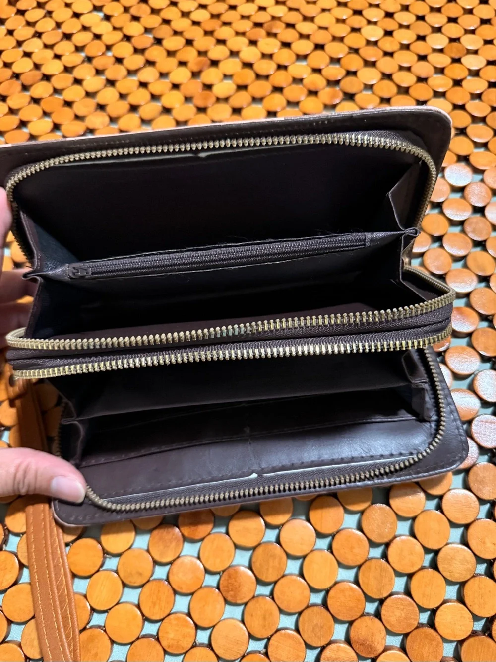 Striped Beige & Black Wristlet Card Holder - Neutral Colorblock